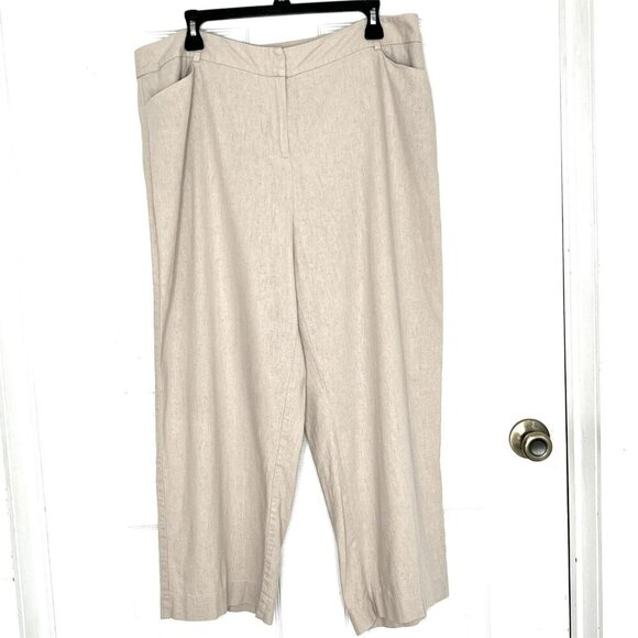 Cato Linen Blend Pants 16W Wide Leg High Rise Beige Career Church Beach Vacation - Picture 1 of 9
